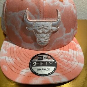 New Era Coral and White Bull Snapback Hat